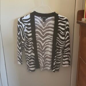 White House Black Market Black and White Zebra Cardigan